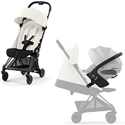 Коляска Cybex Coya Matt Black Frame Cloud T i-Size Platinum White Plus 2 в 1 Off White с дождевиком и бампером