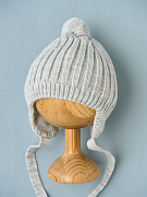 Шапка Little Star Лапша подклад флис, помпон вязаный 5603 (ЧЗ-нк) серый меланж 38