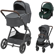 Коляска детская Maxi-Cosi Oxford Plus 3 в 1 с автокреслом Pebble 360 Pro Twillic Green 1978204110 PlusTwillic Graphite/Графит