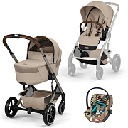 Коляска Cybex Balios S Lux Fold Cot TPE Cloud T One Love 3 в 1 Almond Beige с дождевиками