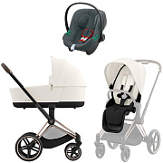 Коляска 3 в 1 Cybex Priam IV Rosegold complete и автокресло Aton B2 i-Size Steel Grey Off White