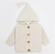 Свитер вязаный детский Amarobaby Brush на пуговицах с кисточкой молочный 80
