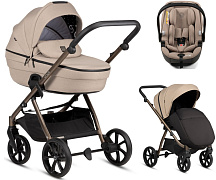 Детская коляска Tutis Uno 6 Plus Essential collection 3 в 1 с автокреслом Beno Beige 1602146 Nougat с сумкой