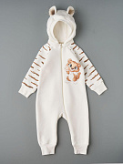 Комбинезон Little Star Тигренок с отстегивающимся капюшоном футер с начесом 823015 (ЧЗ-мз) крем 68