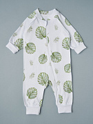 Комбинезон растущий на молнии Little Star интерлок 13016 (мз) тропики, белый 68