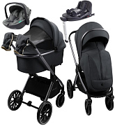 Детская коляска AmaroBaby Genius 4 в 1 с автокреслом Rant Miro Olive и базой серый