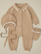Комбинезон с воротником, носочки, чепчик для мальчика Little Star 0952-3 (ЧЗ-мз) светло-бежевый/крем 56