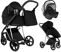 Детская коляска Roan Sol 2.0 3 в 1 с автокреслом Pituso Baesa Pro Black,Beige Canopy SLL/30/T Caviar Black/Black/руч.Black