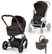 Коляска Cybex Balios S Lux Fold Cot TPE Cloud T Coconut Brown Plus Base T 4 в 1 Chocolate Brown с дождевиками