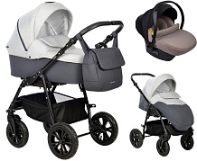 Детская коляска Indigo Charlotte Sity 3 в 1 с автокреслом Avionaut Cosmo Beige Cs 05 т.серый+св.серый