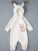 Комбинезон с отстегивающимся капюшоном футер с начесом Little Star Рысенок 823015 (ЧЗ-мз) крем 62