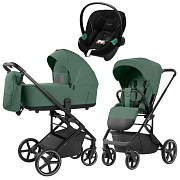 Коляска Carrello Alfa CRL-6522 2025 Cybex Aton S2 i-Size Moon Black 3 в 1 Meadow Green