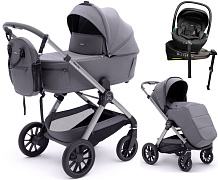 Коляска Agex Prima Pro 4 в 1 с автокреслом i-Safe Black и базой APS214 Sora серый