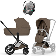Коляска Cybex Priam V Matt Black Style Aton S2 Lava Grey 3 в 1 Coconut Brown