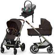 Коляска Cybex Balios S Lux TPE complete Aton S2 Lava Grey Base One 4 в 1 Chocolate Brown с дождевиками