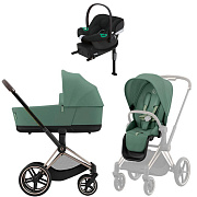 Коляска Cybex Priam IV Rosegold complete Aton B2 Volcano Black Base One 4 в 1 Leaf Green