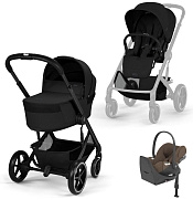 Коляска Cybex Balios S Lux Fold Cot BLK Cloud T Coconut Brown Plus Base T 4 в 1 Moon Black с дождевиками