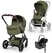 Коляска Cybex Balios S Lux Fold Cot TPE Cloud T Sepia Black Plus Base T 4 в 1 Moss Green с дождевиками