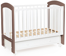 Детская кроватка Bebizaro Regency Teddy маятник универсальный с ящиком BZRYTYMYA/05/WH/CA White/cacao