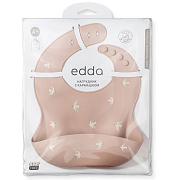 Нагрудник edda Силиконовый SB04-01002 Птички, Пудра