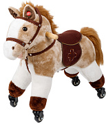 Лошадка каталка-качалка Amarobaby Funny Horse, на колесах бежевый