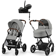 Коляска Cybex Balios S Lux SLV complete Cloud G Lava Grey Plus Base G 4 в 1 Stone Grey с дождевиками