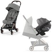 Коляска Cybex Coya Rosegold Frame Cloud T i-Size Mirage Grey Plus 2 в 1 Mirage Grey с дождевиком и бампером
