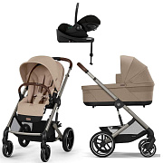 Коляска Cybex Balios S Lux TPE complete Cloud G Magic Black Base G 4 в 1 Almond Beige с дождевиками