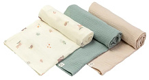 Пелёнки муслиновые Buba Kids, 3 шт, 75х75 см BKMUSSW47 Заповедный лес/ полынь/ миндаль