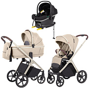 Коляска Carrello Vector CRL-6550 Nova DK791 Grey Line с базой Isofix 3 в 1 Seashell Beige