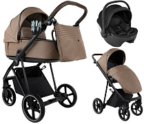 Детская коляска Roan Sol Vintage Leather 2.0 3 в 1 с автокреслом Pituso Baesa Pro Black SL/11/L Camel/Black/руч.Тем.коричневый