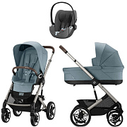 Коляска Cybex Talos S Lux TPE complete Cloud T Mirage Grey Plus 3 в 1 Stormy Blue с дождевиками