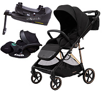 Прогулочная коляска Peppy Amici с автокреслом Verona Black и базой Black рама Gold
