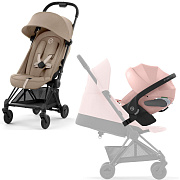 Коляска Cybex Coya Matt Black Frame Cloud T i-Size Peach Pink Plus 2 в 1 Cozy Beige с дождевиком и бампером