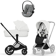 Коляска Cybex Priam V Matt Black Style Cloud G3 Stone Grey Plus 3 в 1 Off White