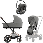 Коляска 3 в 1 Cybex Priam IV Rosegold complete и автокресло Cloud T i-Size Mirage Grey Mirage Grey
