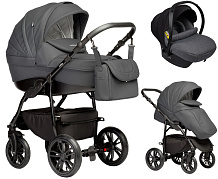 Детская коляска Indigo Indigo Special New 3 в 1 с автокреслом Avionaut Cosmo Grey Is09 т.серая кожа