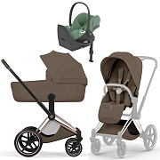 Коляска Cybex Priam V Rosegold Style Cloud T Leaf Green Plus Base T 4 в 1 Coconut Brown