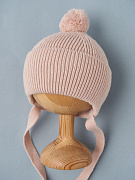 Шапочка вязаная с пом-поном Little Star Капитошка 0075 (ЧЗ-нк) пудровый 36