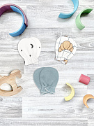 Рукавички-антицарапки Mjolk Круассаны, Ночное небо, Пыльный голубой сет из 3х пар