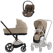 Коляска Cybex Priam IV Rosegold complete Cloud T Coconut Brown Plus 3 в 1 Cozy Beige