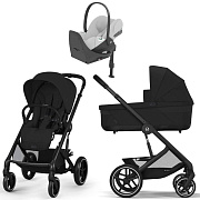 Коляска Cybex Balios S Lux BLK complete Cloud T Platinum White Plus Base T 4 в 1 Moon Black с дождевиками