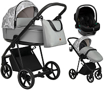Детская коляска Roan Sol Flowers 3 в 1 с автокреслом Tutis Elo Lux Black RSF/5002 Gray/Black