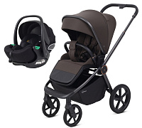 Детская прогулочная коляска Rant Flex Color с автокреслом Evomax Black Shine Brown