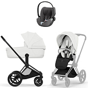 Коляска Cybex Priam V Matt Black Style Cloud T Mirage Grey Plus 3 в 1 Off White