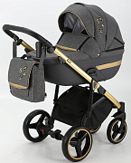 Детская коляска Adamex Cortina Special Edition 3 в 1 CT-462 (кожа серая+серый+золото)