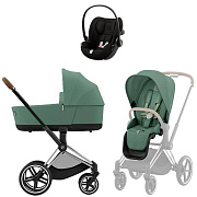 Коляска Cybex Priam IV Chrome Brown complete Cloud G3 Magic Black 3 в 1 Leaf Green