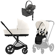 Коляска Cybex Priam IV Matt Black complete Cloud T Mirage Grey Base T 3 в 1 Off White