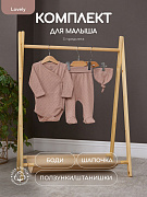 Комплект Rant Lovely №3, 3 предм (боди дл рукав, штанишки, шапочка с узл) 3-91 Brown 68