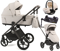 Детская коляска Peppy Soho 4 в 1 с автокреслом Verona Beige и базой Taupe (бежевый), рама серо-бежевый